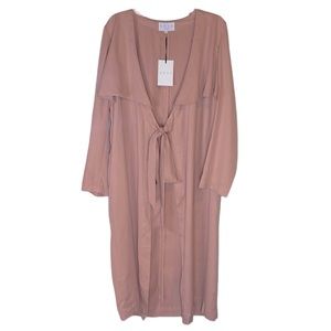 NWT Siizu New York Pink 100% Tencel Trench Coat, Large